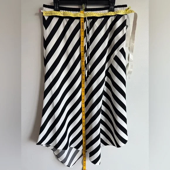 NWT LRL Ralph Lauren Black Label Sz 10 Black & White Striped Asymmetrical Skirt